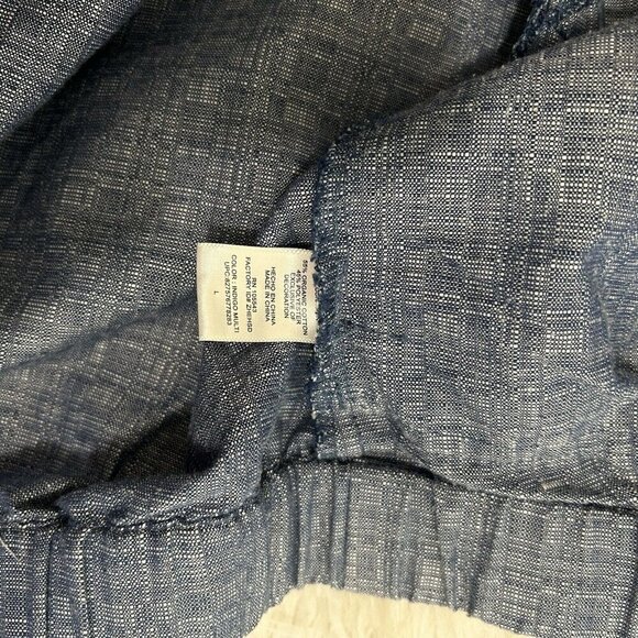 Derek Lam for Design Nation Jacket Blue Chambray Organic Cotton Blend Hooded L - Picture 9 of 12
